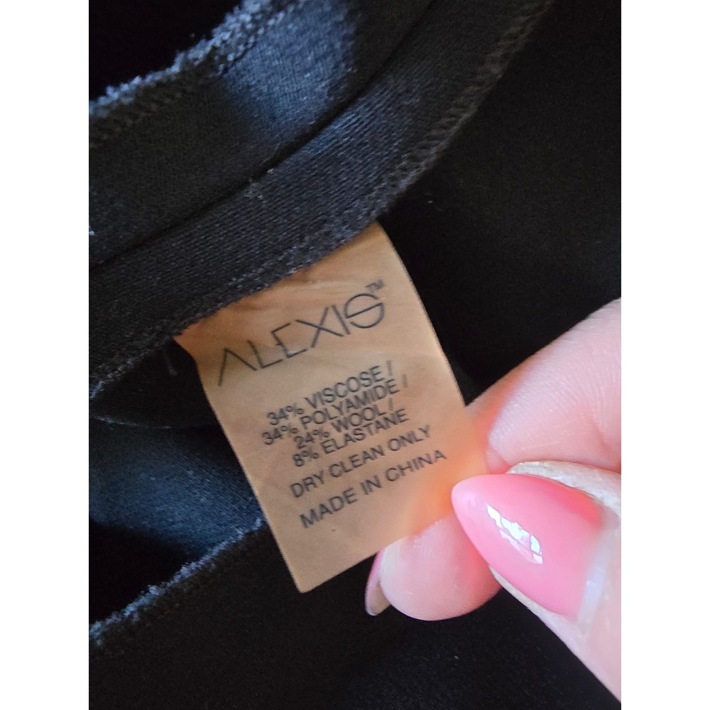 Alexis Katell Black Cold Shoulder Mock Neck Cocktail Dress Asymmetrical Hem - Picture 4 of 4